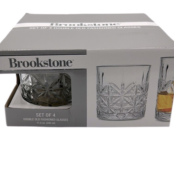 Brookstone Double Old Fashioned Glasses Set of 4 11.5 oz Crystal New in Box! - Picture 1 of 4